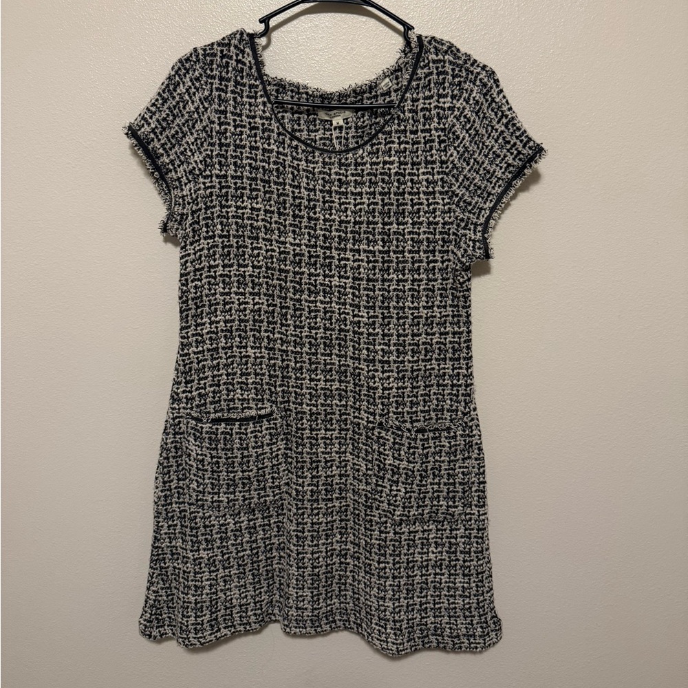 Max Studio London Black White Tweed Shift Dress | Size M | MSRP $148